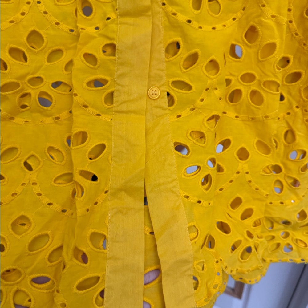 Topshop Yellow Eyelet Button Down Shirt - Picture 5 of 7